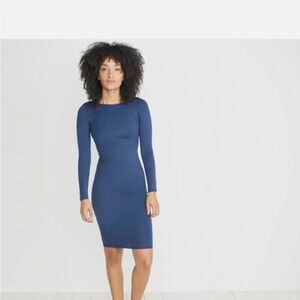Marine Layer Lexi Long Sleeve Fitted Dress Twilight Blue XS